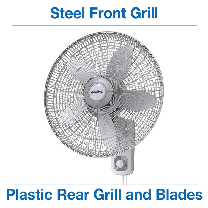 Air King 1/20 HP 18" Commercial Grade Wall Mount Fan: Oscillating, 3-Speed