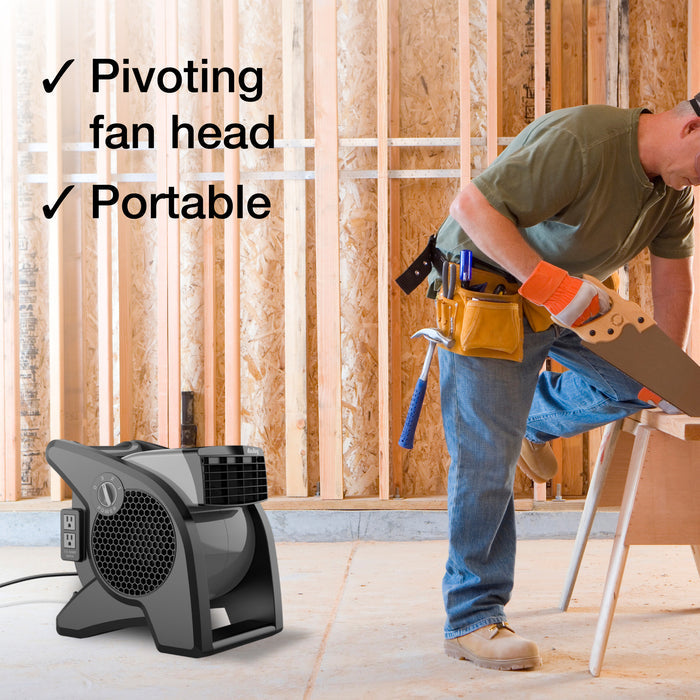 Air King 15" Air Mover Blower Fan: 3-Speed, High Velocity, 2 Outlets, Pivoting