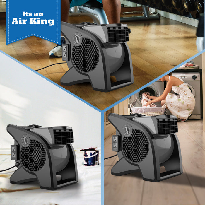 Air King 15" Air Mover Blower Fan: 3-Speed, High Velocity, 2 Outlets, Pivoting