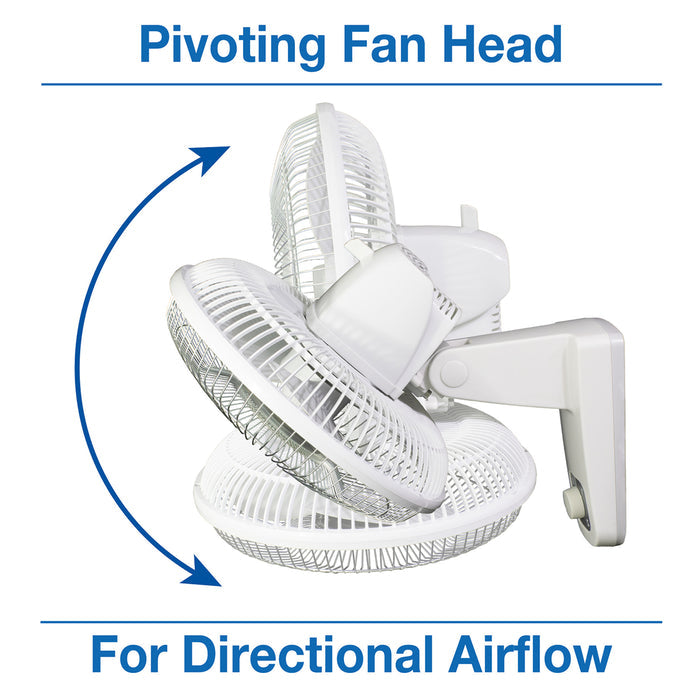 Air King 1/50 HP 12" Commercial Grade Wall Mount Fan: Oscillating, 3-Speed