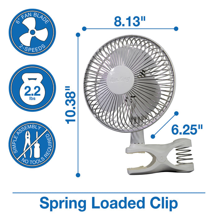 Air King 6" Commercial Grade Clip-On Fan: 2-Speed, Pivoting