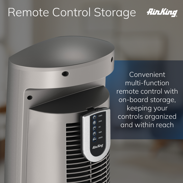Air King Wind Curve 42" Tower Fan: Oscillating, 3-Speed, Remote, Ionizer, Brown