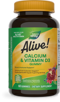 <{%PRIMARY_10255%}>Nature's Way® | Alive! Calcium & Vitamin D3 Gummies, 60 gummies, Raspberry-Lemonade & Strawberry
