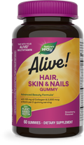 <{%PRIMARY_11534%}>Nature's Way® | Alive! Hair, Skin & Nails Gummies, 60 gummies, Strawberry