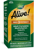 <{%PRIMARY_14927%}>Nature's Way® | Alive! Max3 Potency Adult Complete Multivitamin, 90 tablets