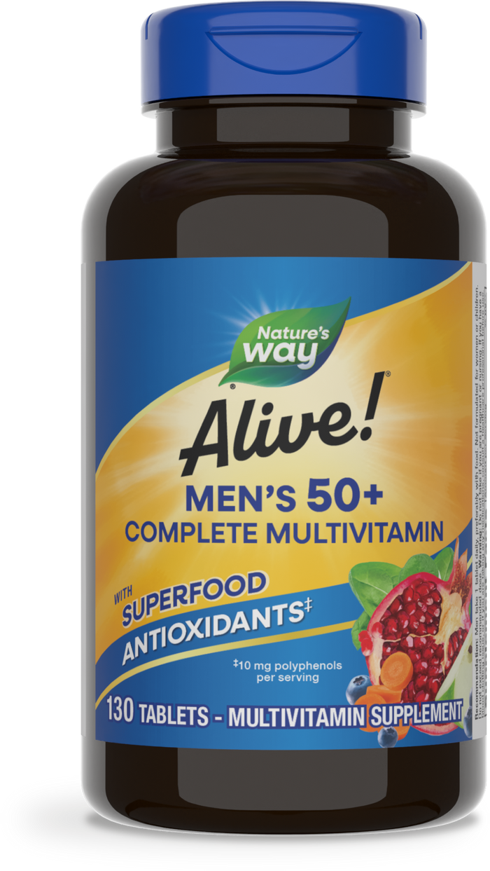 <{%PRIMARY_14283%}>Nature's Way® | Alive! Men's 50+ Complete Multivitamin, 130 tablets
