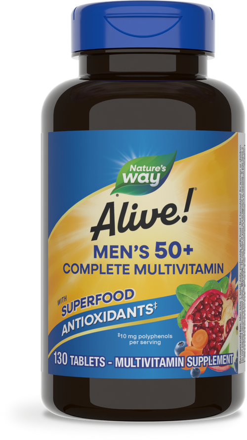 <{%PRIMARY_14283%}>Nature's Way® | Alive! Men's 50+ Complete Multivitamin, 130 tablets