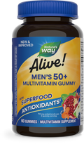 <{%PRIMARY_15902%}>Nature's Way® | Alive! Men's 50+ Gummy Multivitamin, 60 gummies, Fruit