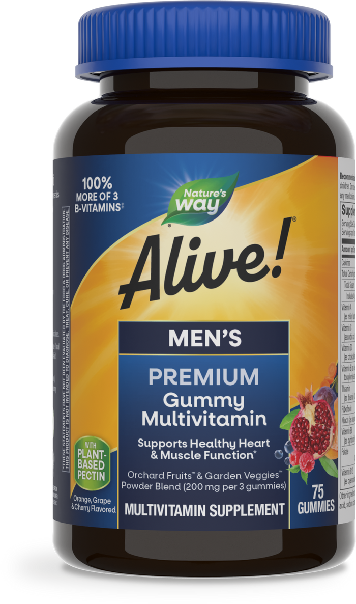 <{%PRIMARY_15895%}>Nature's Way® | Alive! Premium Men's Gummy Multivitamin, 75 gummies