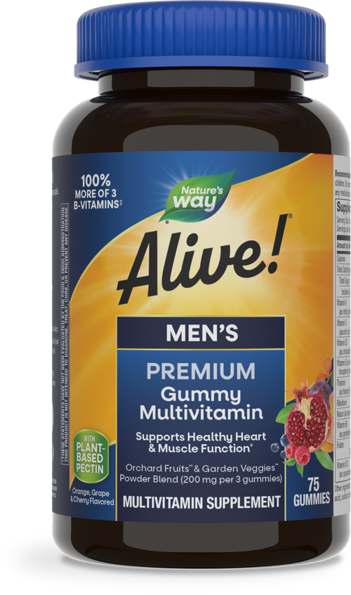 <{%PRIMARY_15895%}>Nature's Way® | Alive! Premium Men's Gummy Multivitamin, 75 gummies