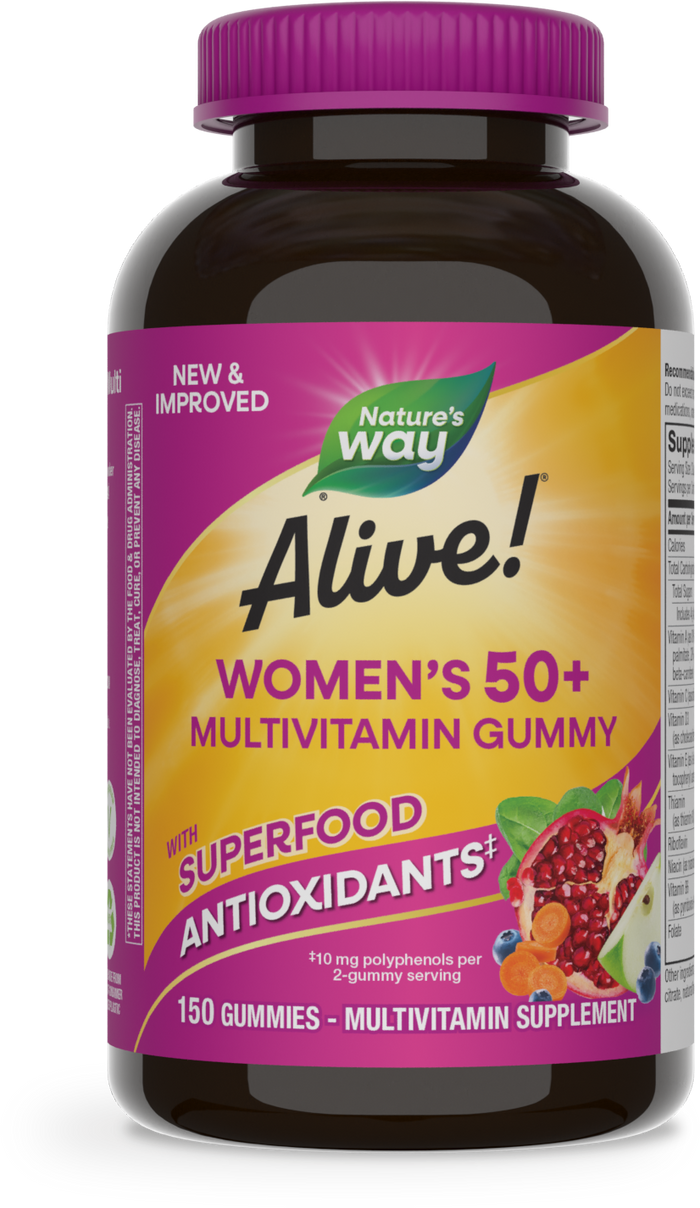 <{%PRIMARY_14068%}>Nature's Way® | Alive! Women's 50+ Gummy Multivitamin, 150 gummies, Mixed Berry