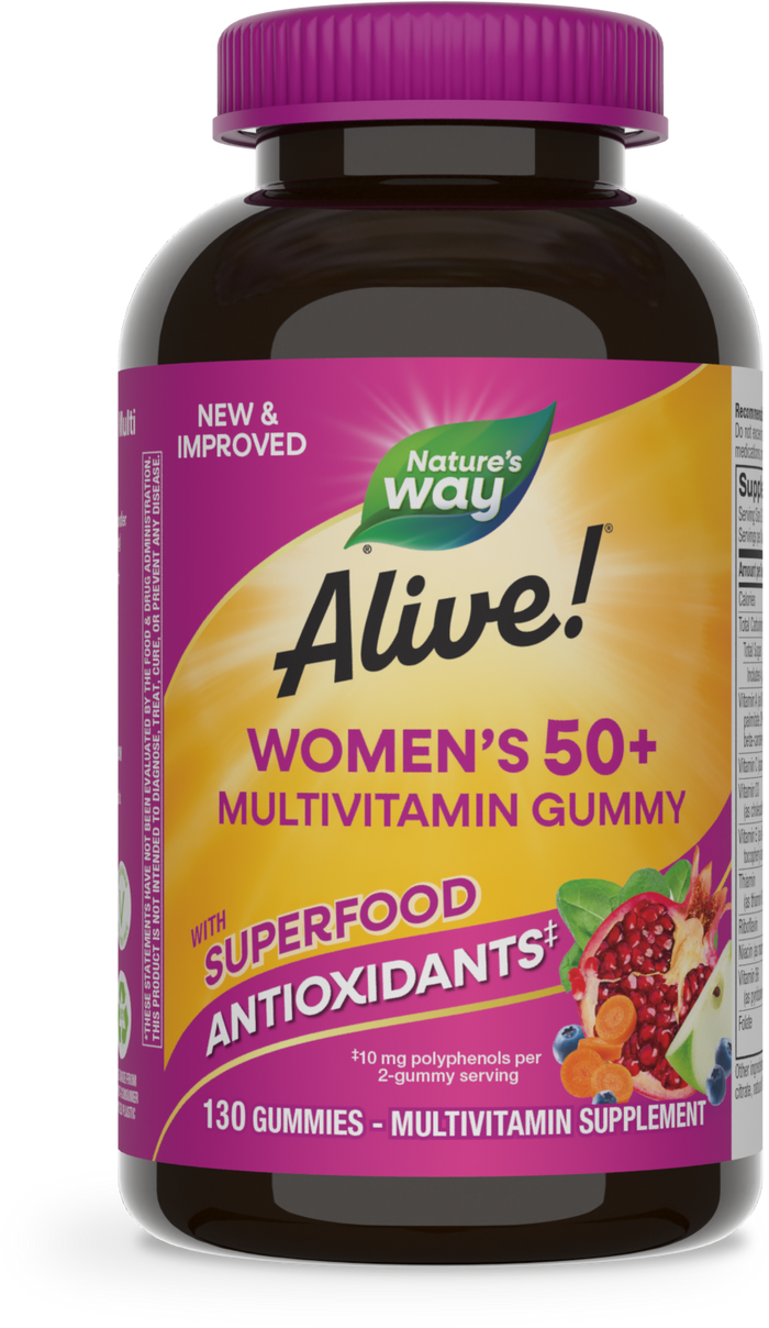 <{%PRIMARY_11537%}>Nature's Way® | Alive! Women's 50+ Gummy Multivitamin, 130 gummies, Mixed Berry