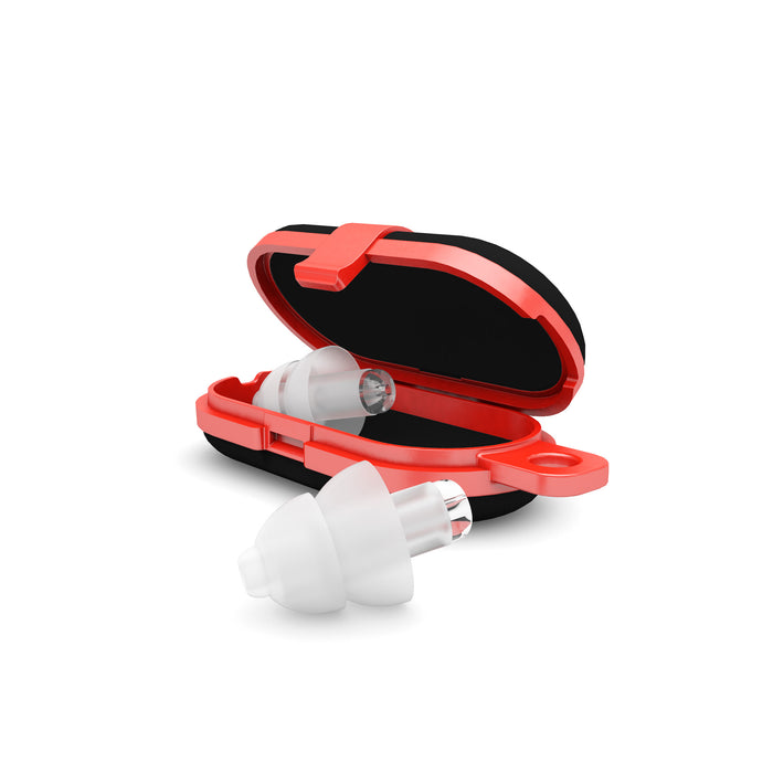 PartyPlug, deux bouchons d'oreilles universels thermoplastiques, atténuation à un niveau sûr (19 dB), étui, transparent