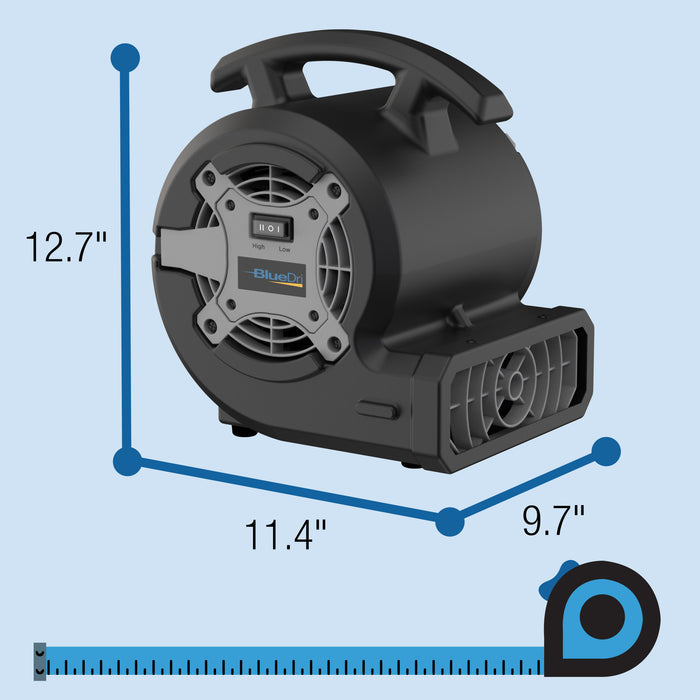 BlueDri 1/8 HP 13" Air Mover Blower Fan: 2-Speed, High Velocity