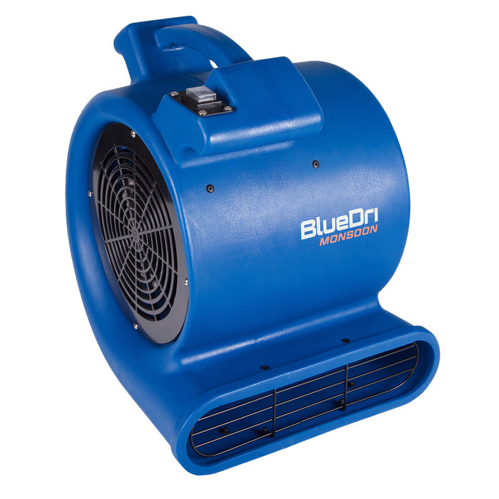 BlueDri Monsoon 1/2 HP 2550 CFM Air Mover Blower Fan: 2-Speed, High Velocity, 3 Drying Angles, Cord Wrap