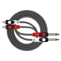 Câble patch LIGHT GEAR 2x RCA/2x Jack mono, 3 mètres, noir