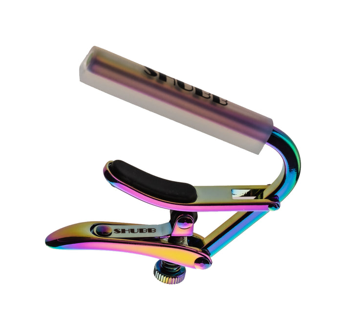 Capo Royale Paua Pearl C2P pour guitares cordes nylon (touche plate), finition titane haute-qualité, Paua Pearl