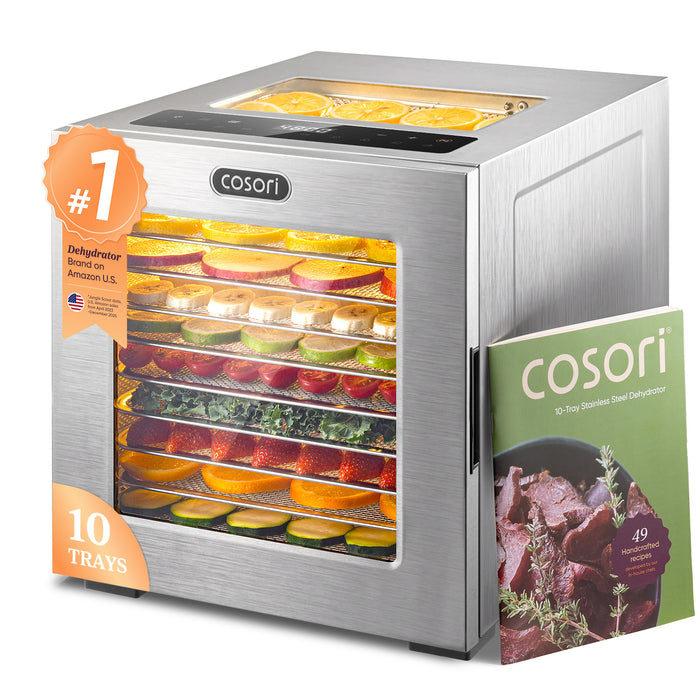 Cosori Food Dehydrator, 10 Stainless Steel Trays with 7.4 ft² Drying Space