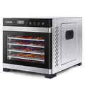COSORI stainless steel food dehydrator with glass front door and multiple drying trays