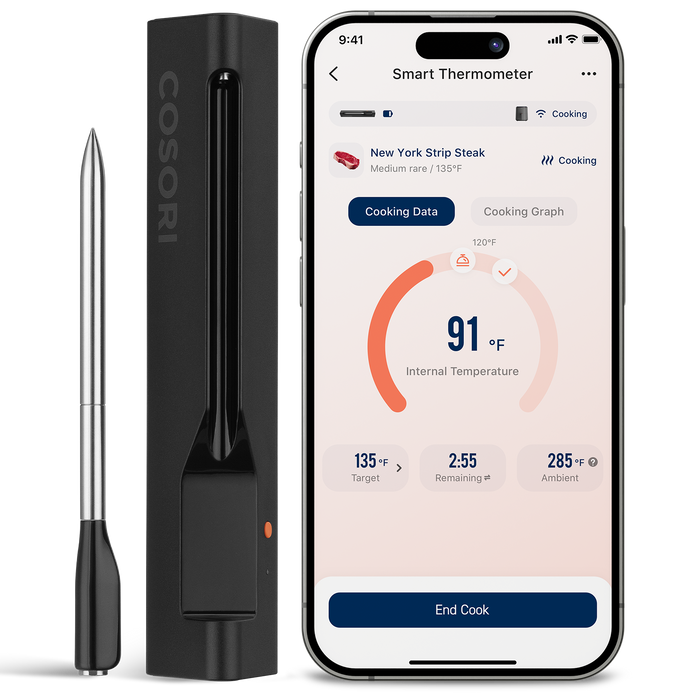 COSORI smart wireless meat thermometer with probe and mobile app