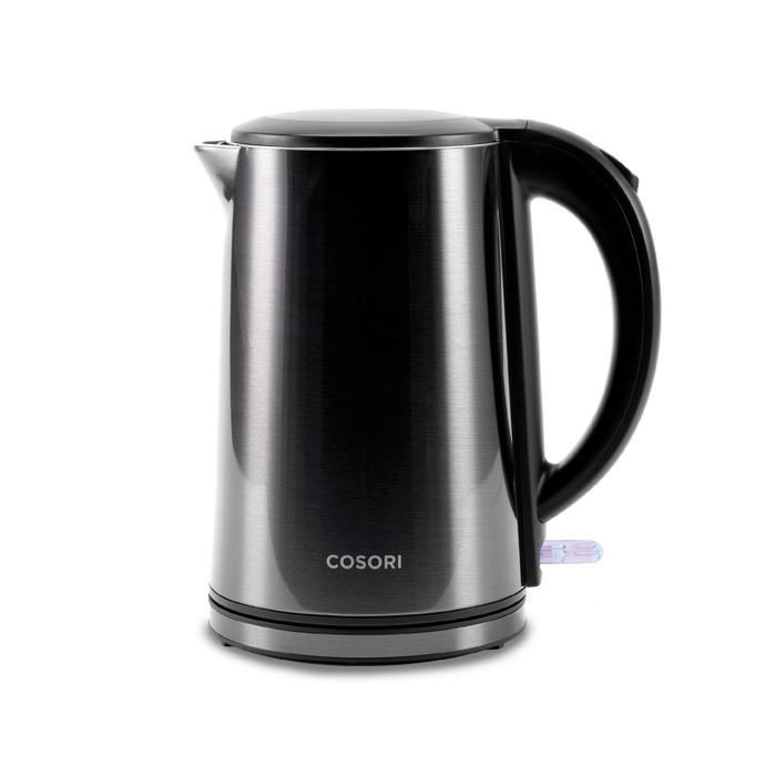 COSORI Double-Wall Stainless Steel Electric Kettle with cool-touch exterior and cordless base