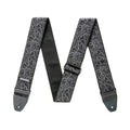 Courroie jacquard modèle BLACK THISTLE, extrémités cuir, largeur 5 cm, noir et gris