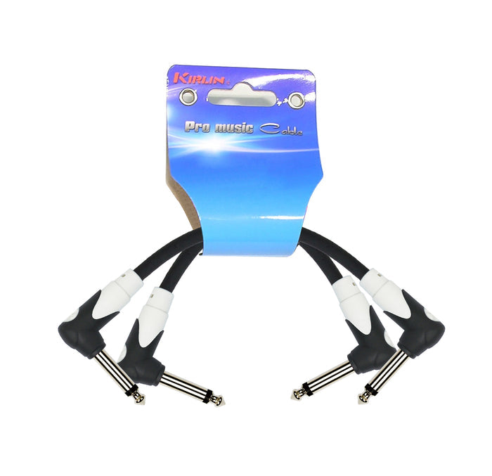 Pack de 2 câbles patch LIGHT GEAR Jack mono coudé/Jack mono coudé, 0.15 mètres, noir