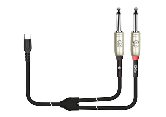 Câble patch USB-C/2x Jack mono, 3 mètres, noir