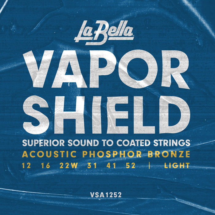 Jeu pour guitare acoustique VAPOR SHIELD, Light (12-16-22W-31-41-52), phosphore bronze et acier avec traitement ionique