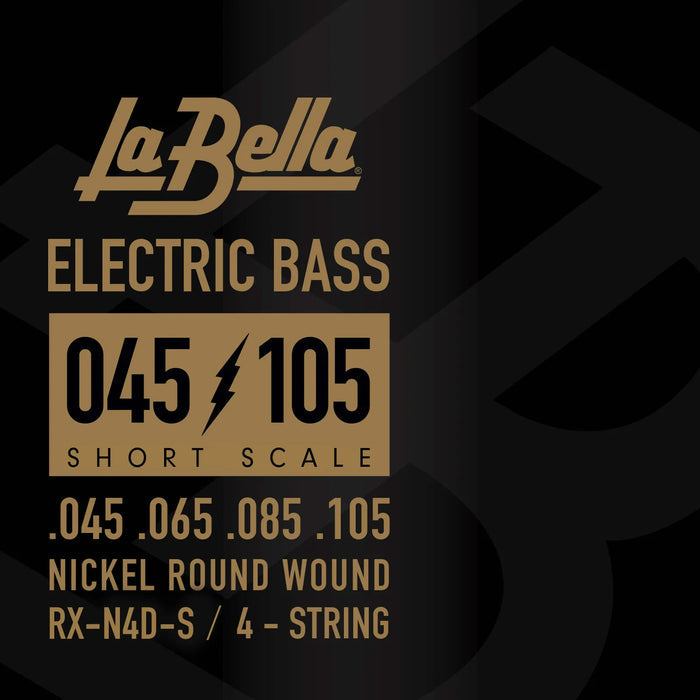 Jeu pour basse électrique Short Scale RX NICKEL, plaqué nickel, filé rond, 4 cordes (45-65-85-105)