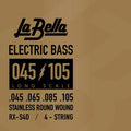 Jeu pour basse électrique RX STAINLESS STEEL, acier inoxydable, filé rond, 4 cordes (45-65-88-105)
