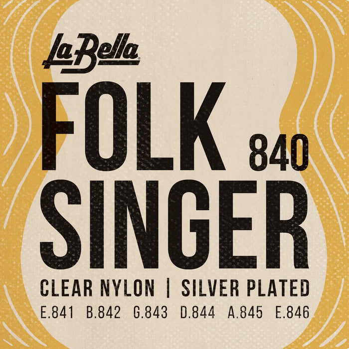 Jeu pour guitare classique FOLKSINGER 840, aigus nylon clair, basses filées plaqué argent, avec boules