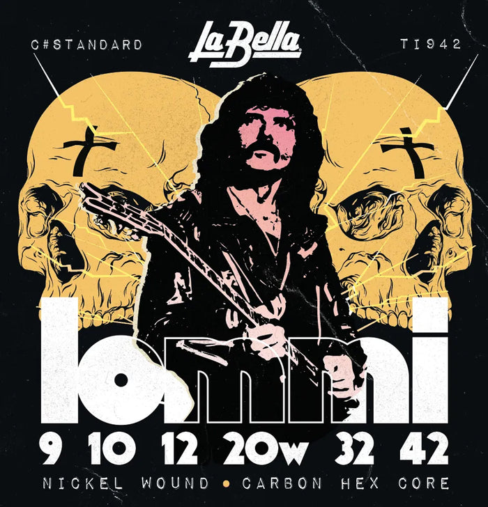 Jeu pour guitare électrique TONY IOMMI, acier plaqué nickel, tirant Ultra Light (9-10-12-20W-32-42)