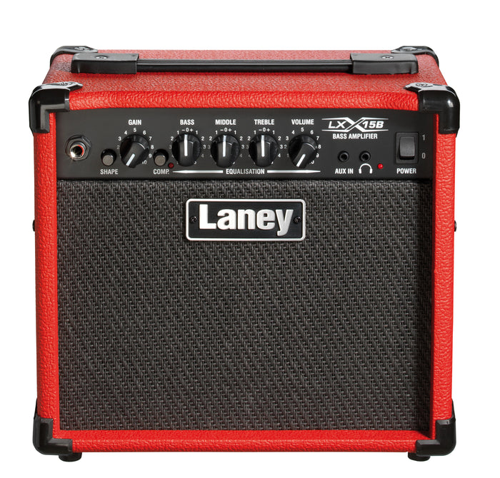 Ampli basse électrique 15W, 2x HP 5", 1 canal avec compresseur commutable, EQ 3 bandes, switch Shape, 6.5 kg, rouge