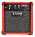 Ampli basse électrique 10W, 1x HP 5", 1 canal avec switch Shape, entrée jack, EQ 2 bandes, entrée auxiliaire, rouge