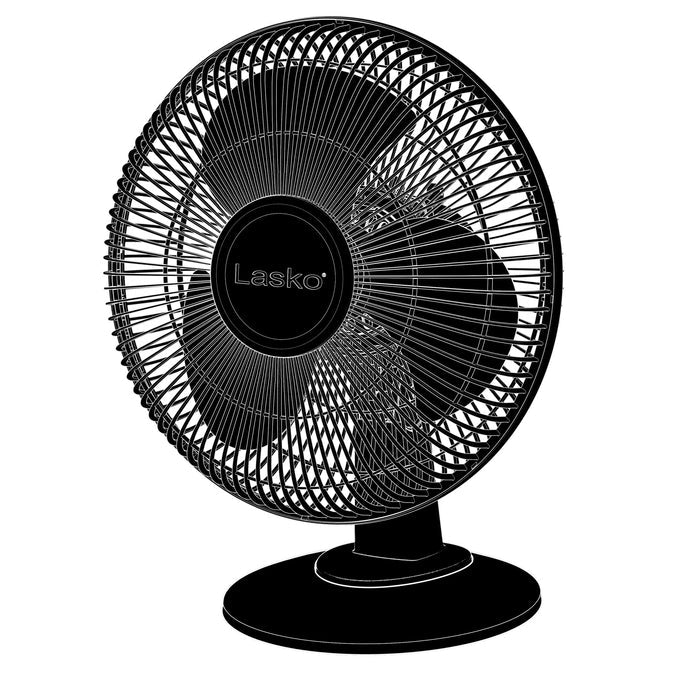 Lasko 12" Table Fan: Oscillating, 3-Speed, Tilting Head