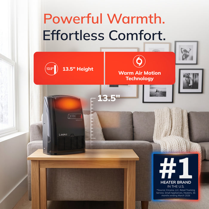 Lasko 13" Ceramic Console Space Heater: 2 Heat Settings, Timer, Thermostat
