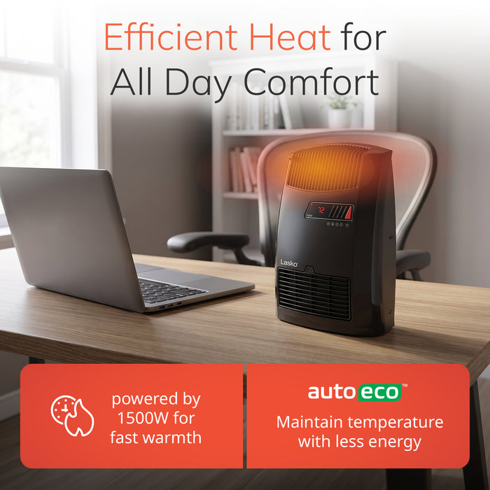Lasko 13" Ceramic Console Space Heater: 2 Heat Settings, Timer, Thermostat