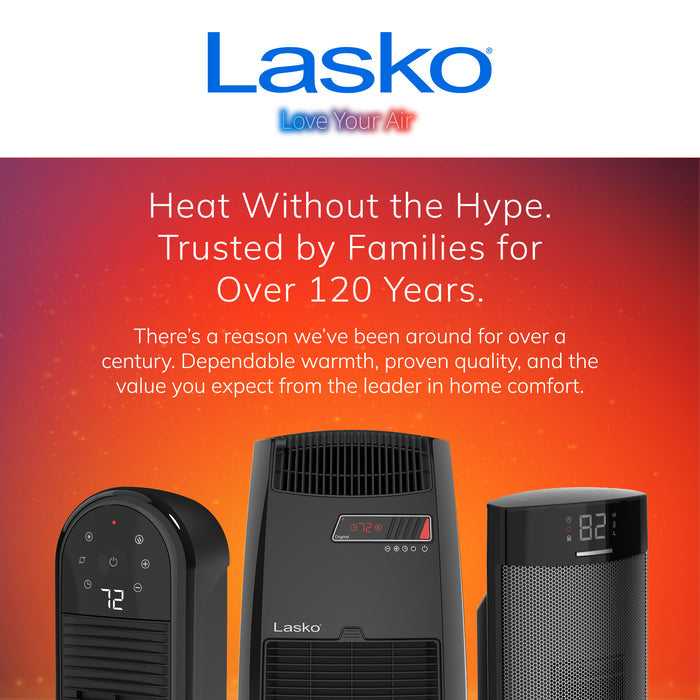 Lasko 13" Ceramic Console Space Heater: 2 Heat Settings, Timer, Thermostat