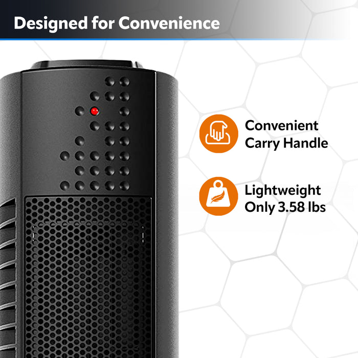 Lasko 14" Ceramic Tower Space Heater: Oscillating, 2 Heat Settings, Thermostat, Black
