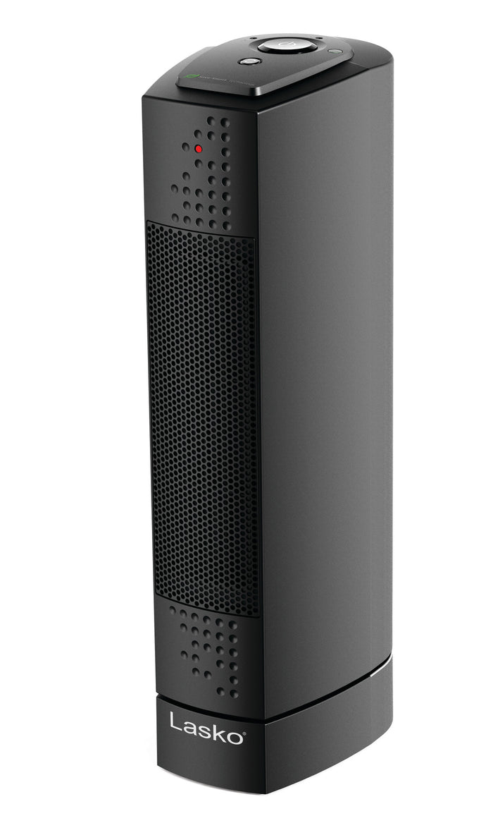 Lasko 14" Ceramic Tower Space Heater: Oscillating, 2 Heat Settings, Thermostat, Black