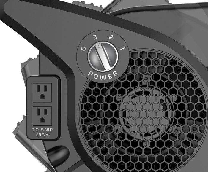 Lasko 15" Air Mover Blower Fan: 3-Speed, High Velocity, 2 Outlets, Pivoting, Black