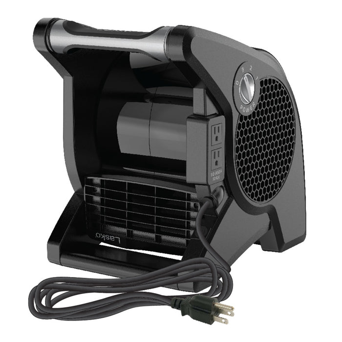 Lasko 15" Air Mover Blower Fan: 3-Speed, High Velocity, 2 Outlets, Pivoting, Black