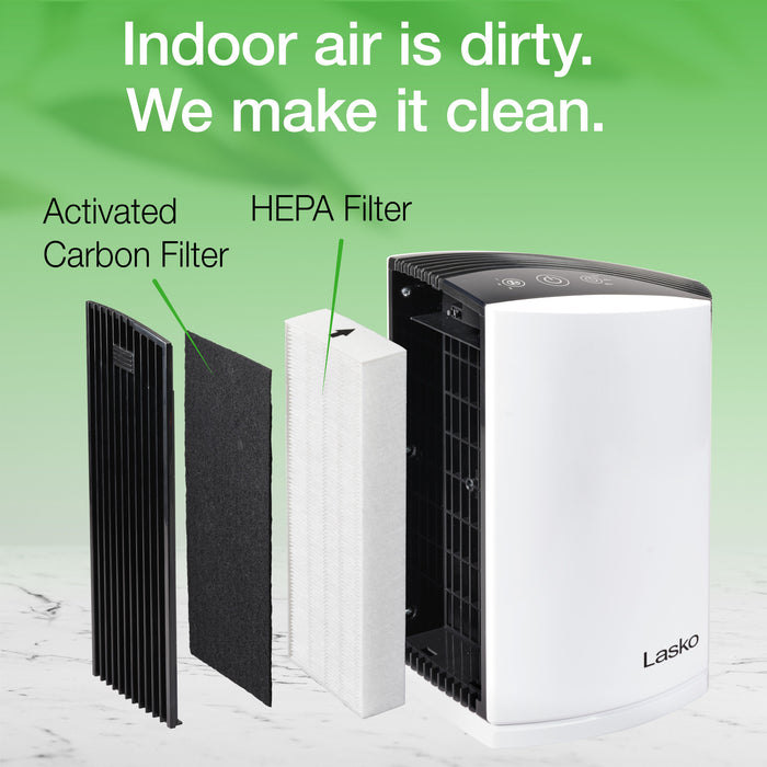 Lasko 15" Table Top Air Purifier: 3-Speed, True HEPA, Timer