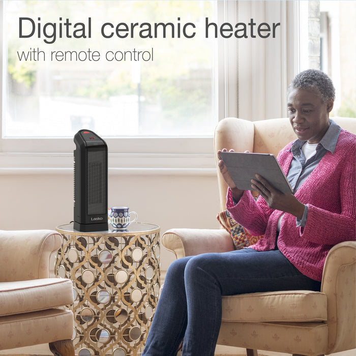 Lasko 16" Ceramic Tower Space Heater: Oscillating, 2 Heat Settings, Remote, Timer, Thermostat
