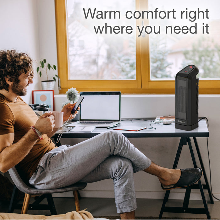 Lasko 16" Ceramic Tower Space Heater: Oscillating, 2 Heat Settings, Remote, Timer, Thermostat