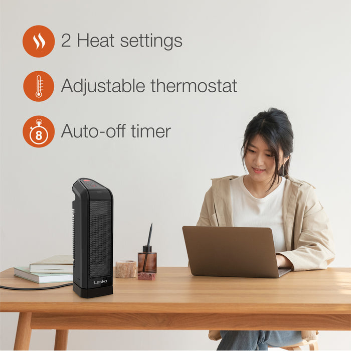 Lasko 16" Ceramic Tower Space Heater: Oscillating, 2 Heat Settings, Remote, Timer, Thermostat