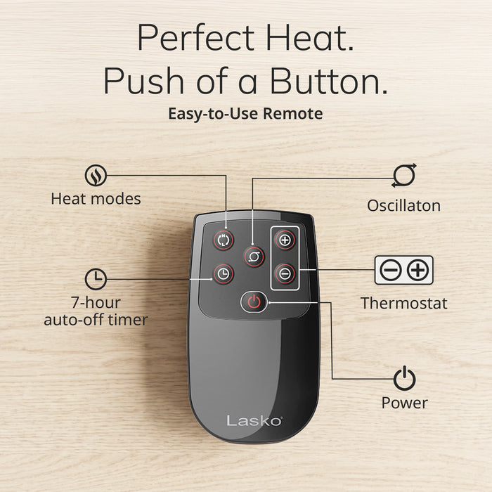 Lasko 16" Ceramic Tower Space Heater: Oscillating, 2 Heat Settings, Remote, Timer, Thermostat
