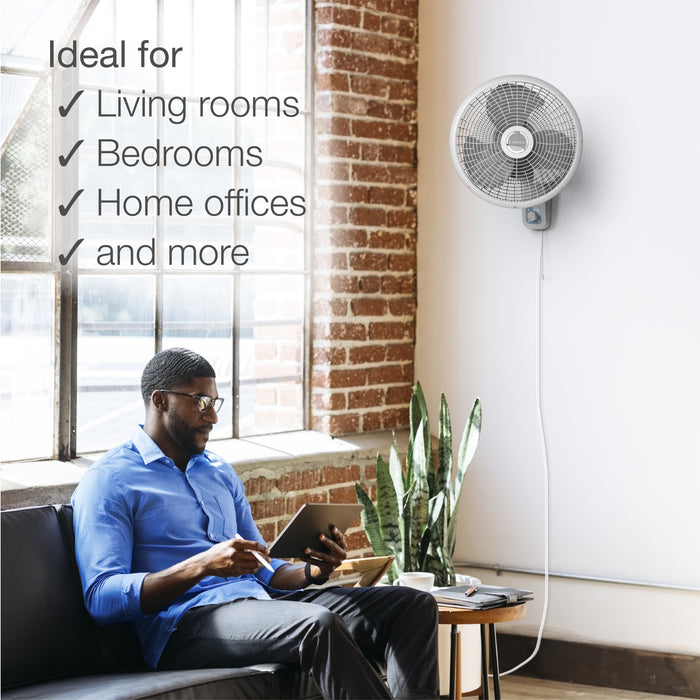 Lasko 16" Wall Mount Fan: Oscillating, 3-Speed, Tilting Head