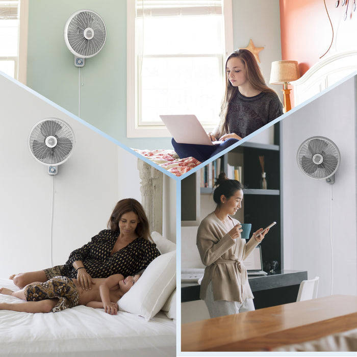 Lasko 16" Wall Mount Fan: Oscillating, 3-Speed, Tilting Head